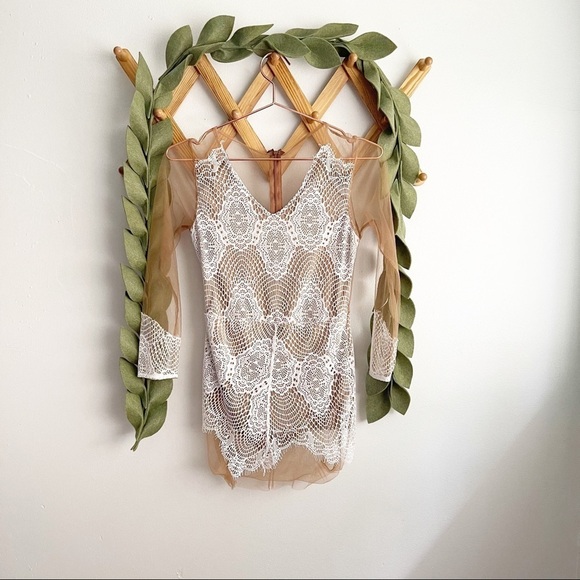 Dresses & Skirts - White Lace Illusion Mini Dress
